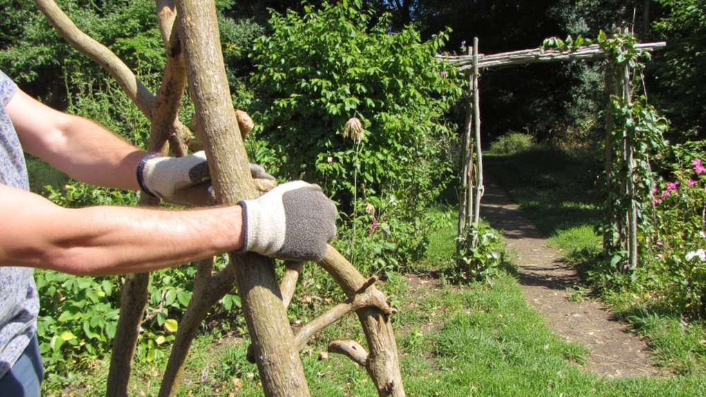 sustainable garden structures from pruned branches